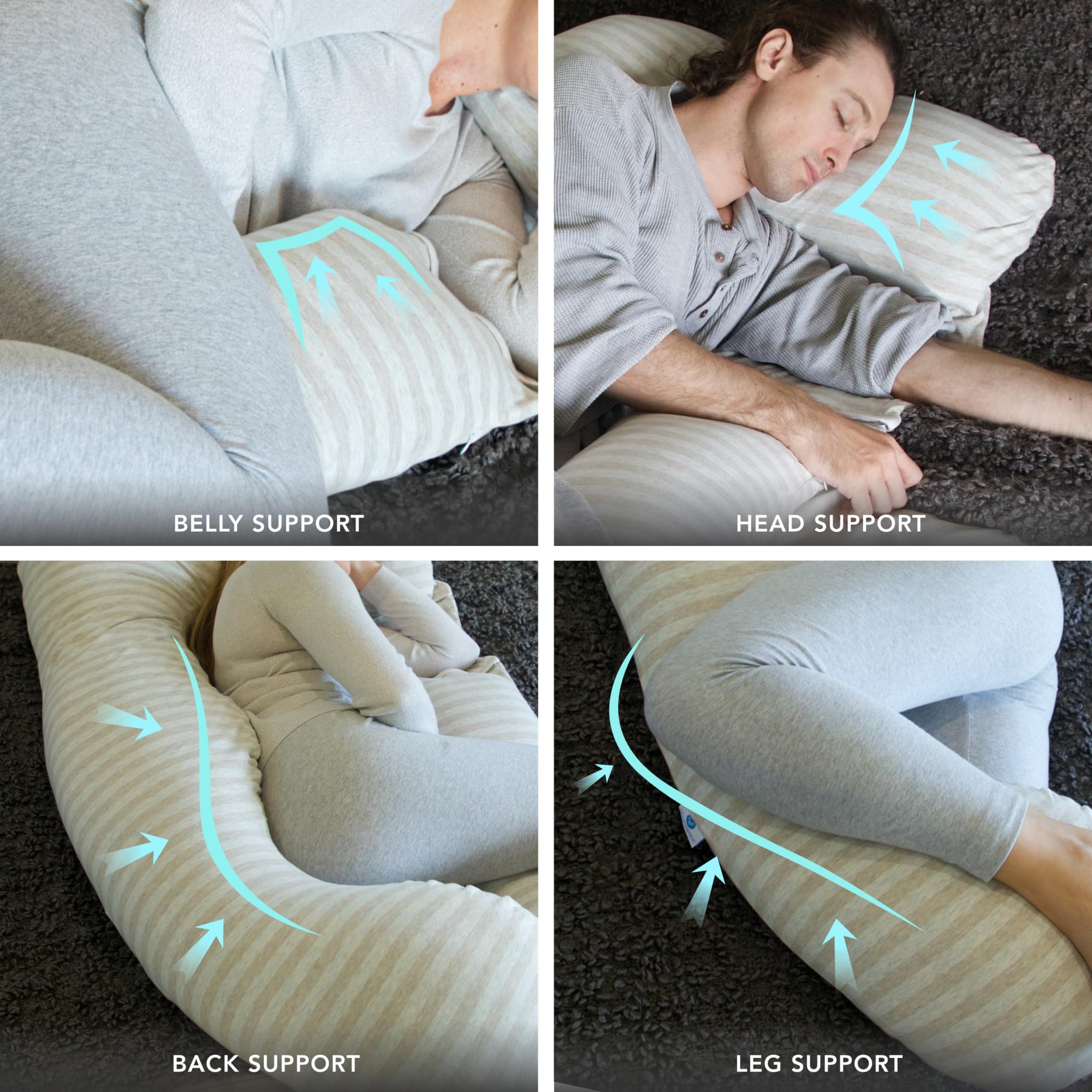 Pharmedoc Pregnancy Pillow, U-shape Full Body Maternity Pillow - Arabesque  Jersey Cotton Cover : Target