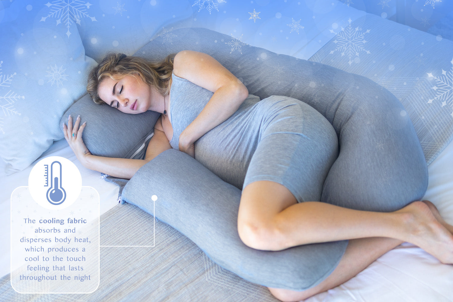 PharMeDoc Pregnancy Pillow, C-Shape Full Body Pillow and Maternity Support  ( Dark Grey Cooling Cover)- Support for Back, Hips, Legs, Belly for